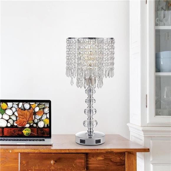 Crystal Table Bedside Lamp Touch Control, 3-Way Dimmable and Bulb Included - Picture 4 of 6